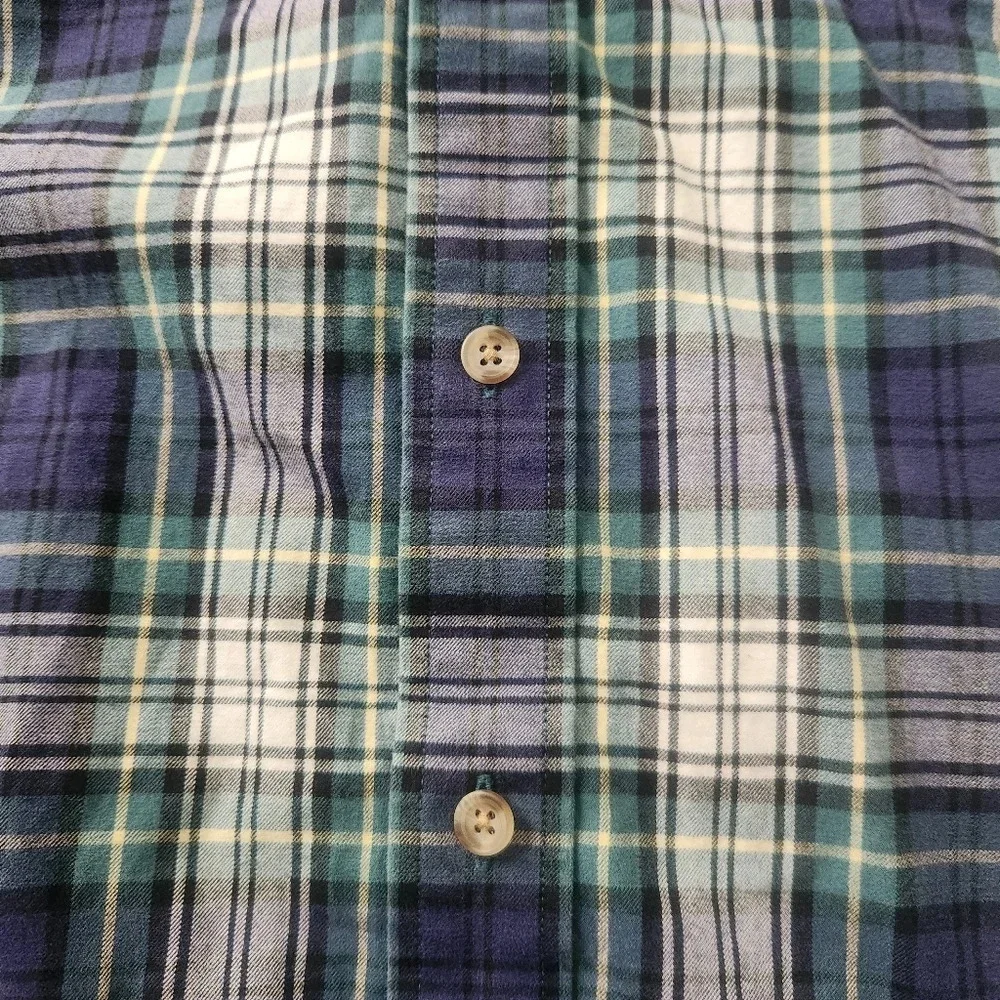 Orton Brothers Plaid 100% Cotton Shirt Size LARGE Long Sleeve Button Down
